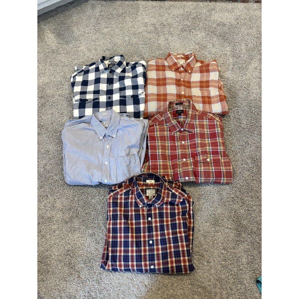 J.Crew Slim Fit Button Down Long Sleeve Shirts Lot of 5 Mens Medium M